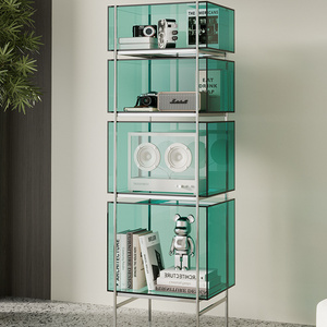 Stainless Steel Bookshelf Multi-layer Storage Rack Small Household Display Rack Acrylic Nordic Style Combination Bookshelf