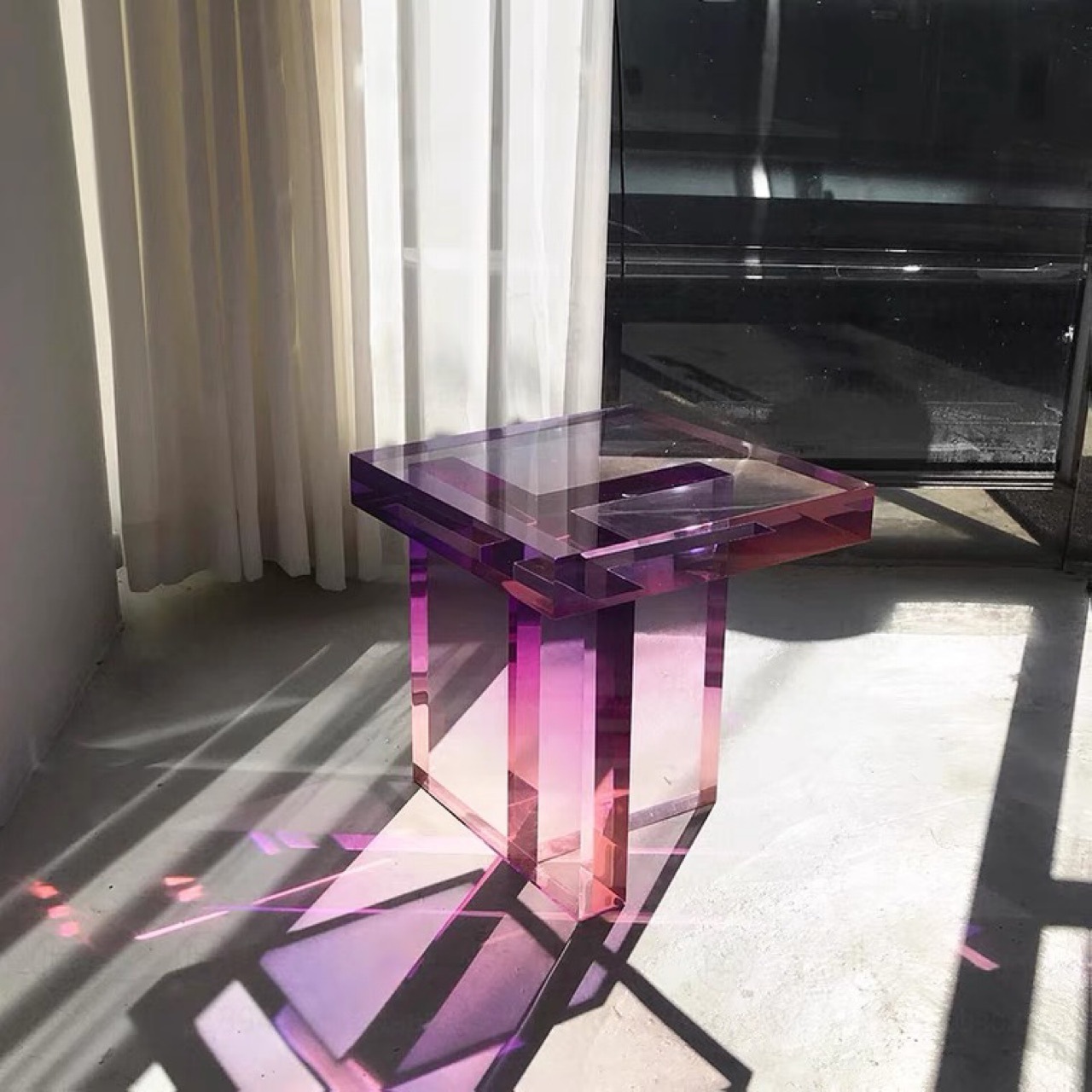 Nordic Pink Purple Small Tea Table Light Luxury Shows Acrylic Contracted Square Table