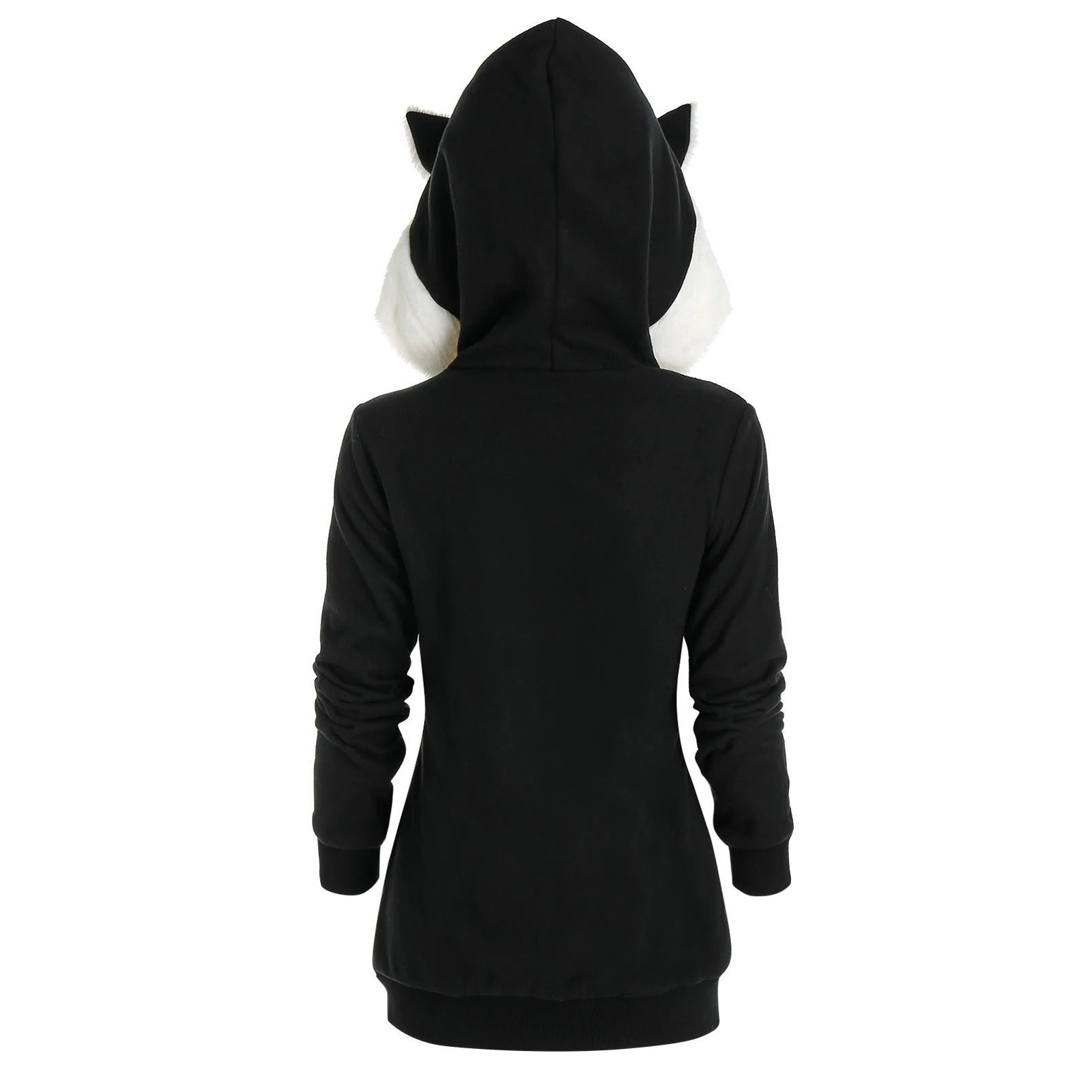 Ladies Hoodies Long Sleeve Cosplay Cat Ear Faux Furs Insert Sweatshirts Women Kawaii Vetement Zip Up Hoodie