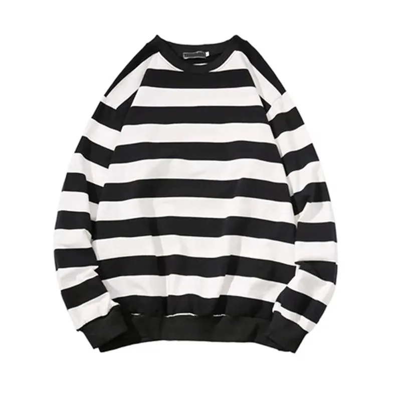 Classic black white striped men's Hoodies 320g 350g unisex oversize Hoodies custom printed  Anti-pilling Hoodies