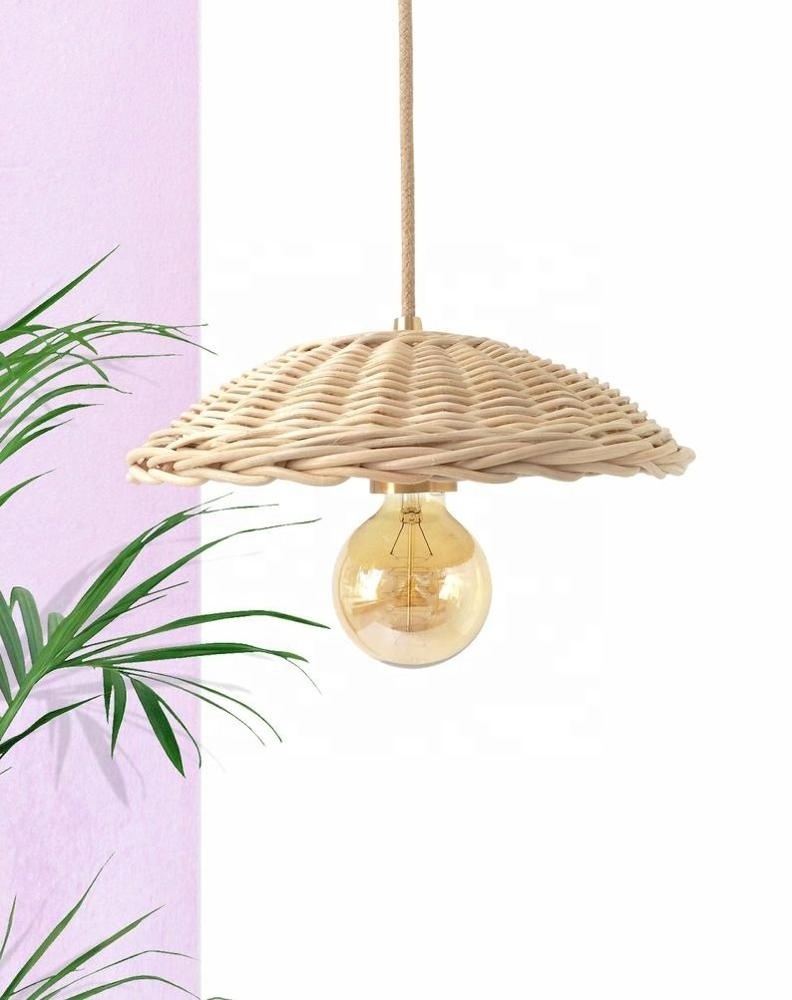 Fancy design Rattan Pendant Light Boho Rustic Lighting Decorate Electric Ceiling Lampshade