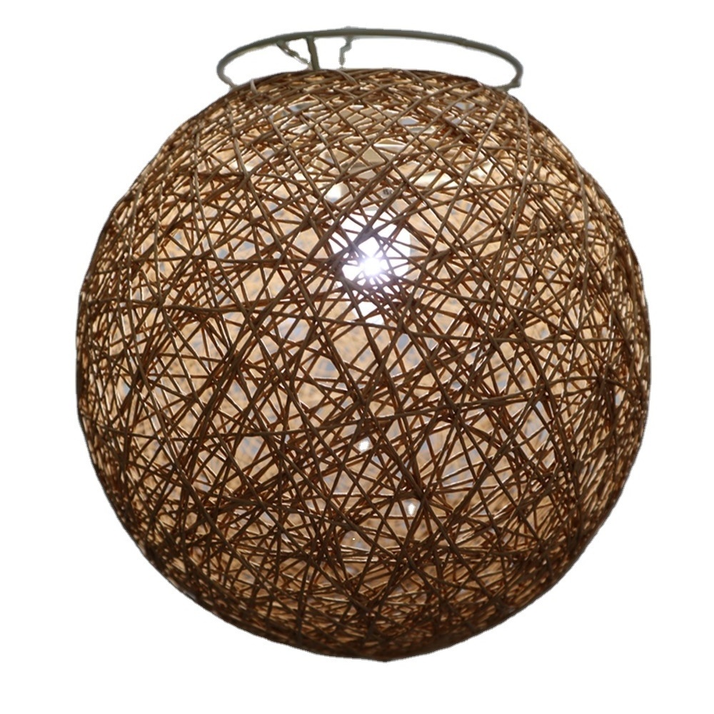 Modern natural color Rattan Globe Ball Style Ceiling Pendant Light Lampshade Chandeliers Hanging Lamp Shades