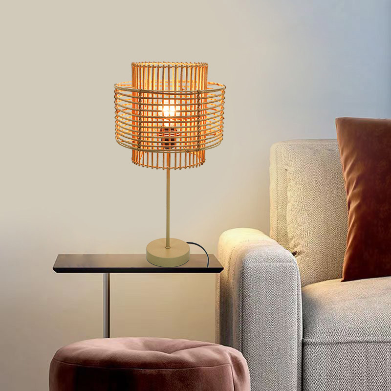 Modern Retro Simple Cylinder Shaped Homemade Floor Standing Lights Rattan Lamp Shades Circle Ceiling Lampshade Cheap