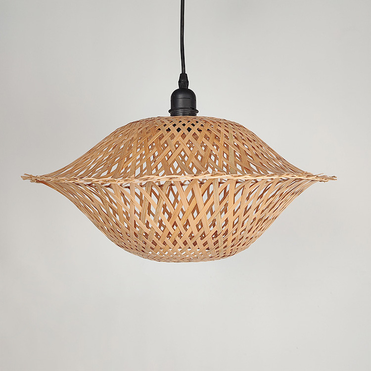 Restaurant Dining Decorative Kitchen Woven Round Basket Rattan Lamp Shade Bamboo Lampshade For Chandelier Hanging Lamp