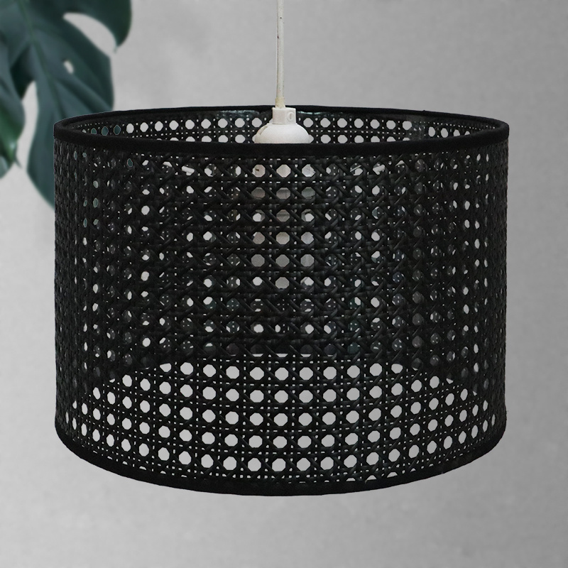 Woven Drum White Black Bamboo Lamp Shades For Table Lamps Floor Lamps Ceiling Lights