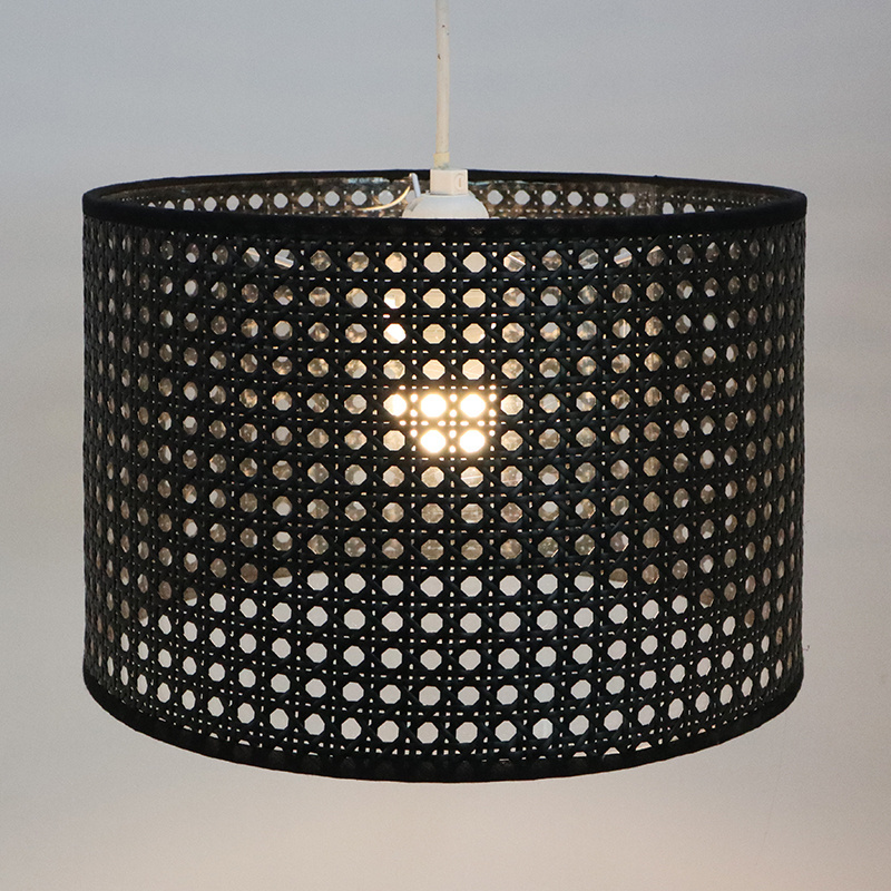 Woven Drum White Black Bamboo Lamp Shades For Table Lamps Floor Lamps Ceiling Lights