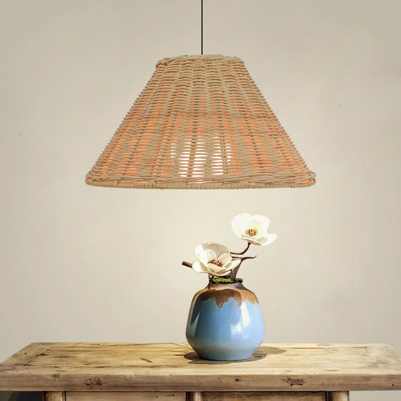 Modern Farmhouse Living Room Hanging Lampshade Rattan Pendant Light Covers Handwoven Wicker Lamp Shade