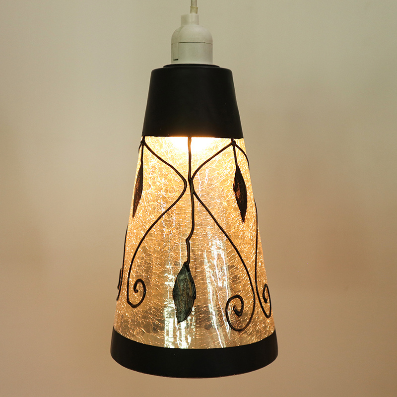 Modern Glass Pendant Lights Black Gold Glass Hanging Lamp Lampshade For Restaurant Lighting Fixture