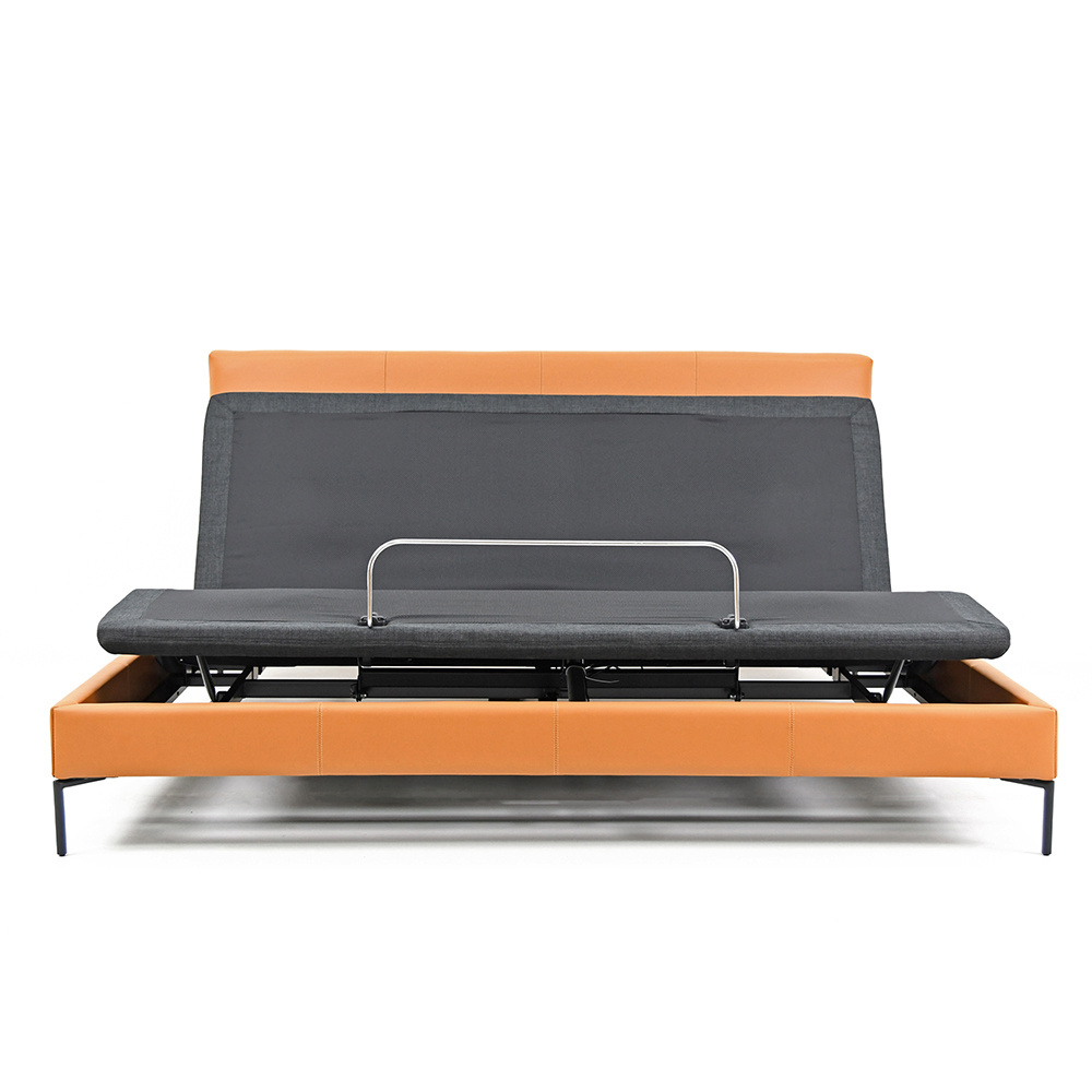 Rondure UBF Orange KingSize Okin Motor Electric Adjustable Bed Zero Gravity Upholstery  Electric Adjustable Bed Frame Base