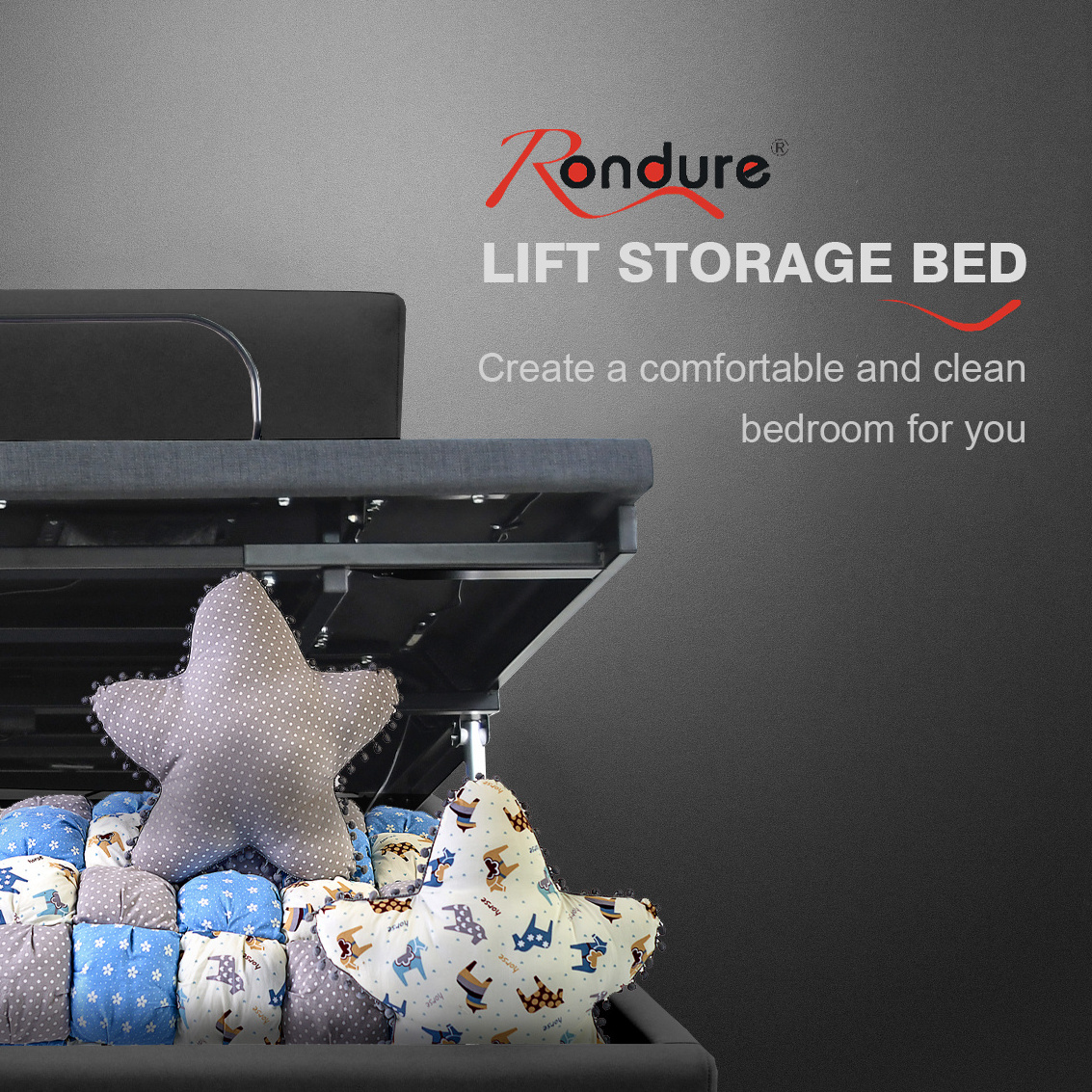 Rondure OEM ODM Electric Motorized Storage Adjustable Bed Electric storage adjustable bed frame