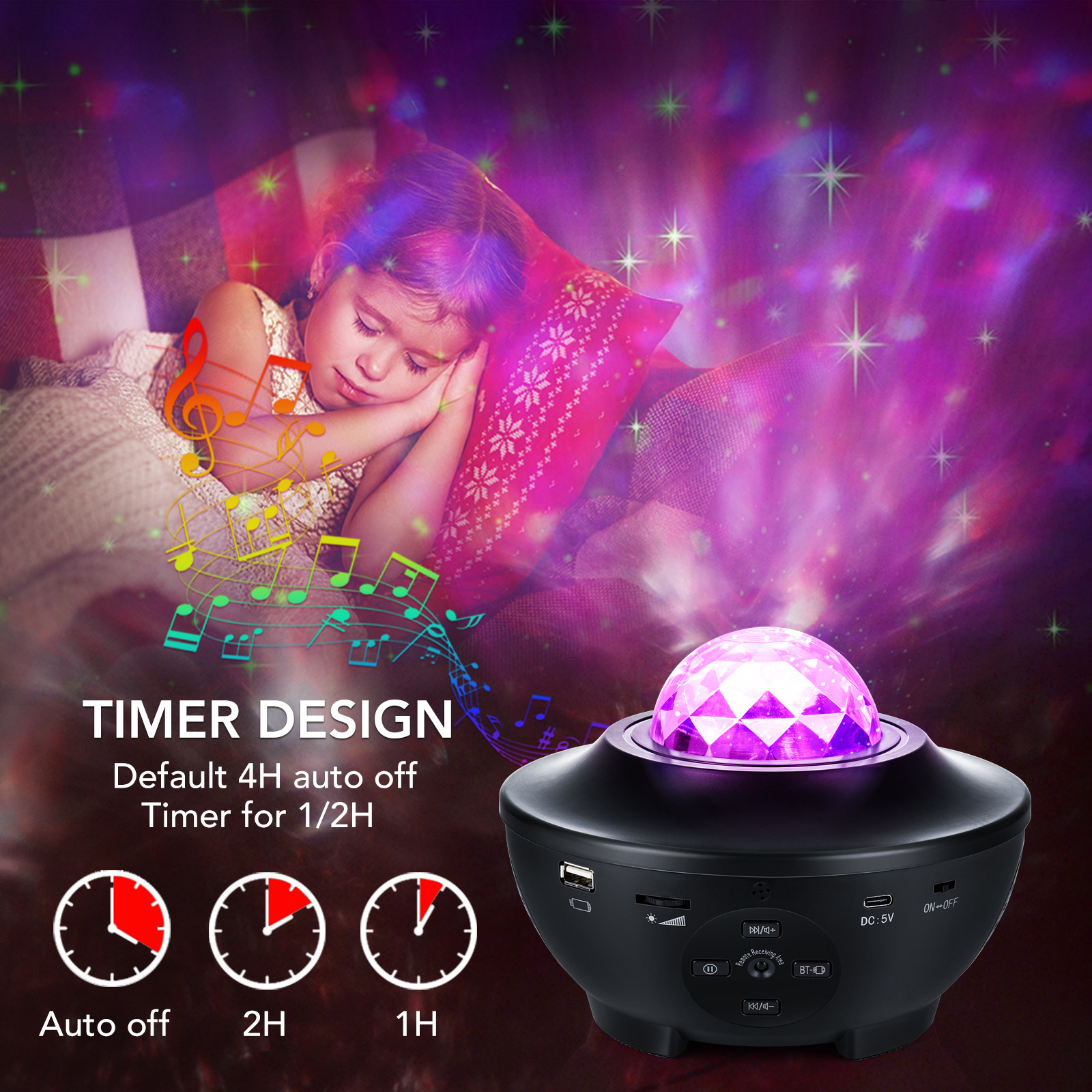 Moon Sky Led Galaxy Projector Night Light for Ceiling Small Cute Modern Usb Smart Star Plastic USB Cable Dome Electronic Product