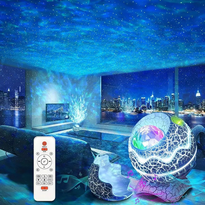 2024 new style dinosaur egg galaxy starry sky star projector music light with ocean wave