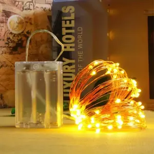 micro string lights button led decorations with battery powered tube copper wire light