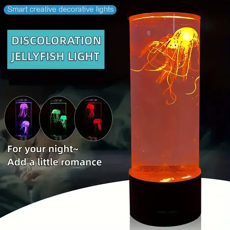 NEW product usb electric lava lamp 8-color changing glowing jelly fish synthesis of mini jellyfish