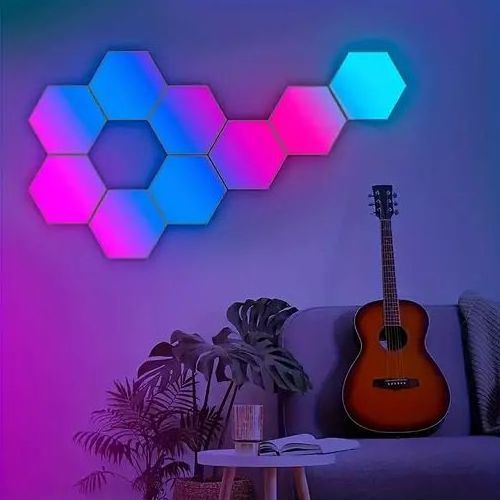 smart suspend selfila hexagon rgb garage led panel modern hanging mounted ceiling night light