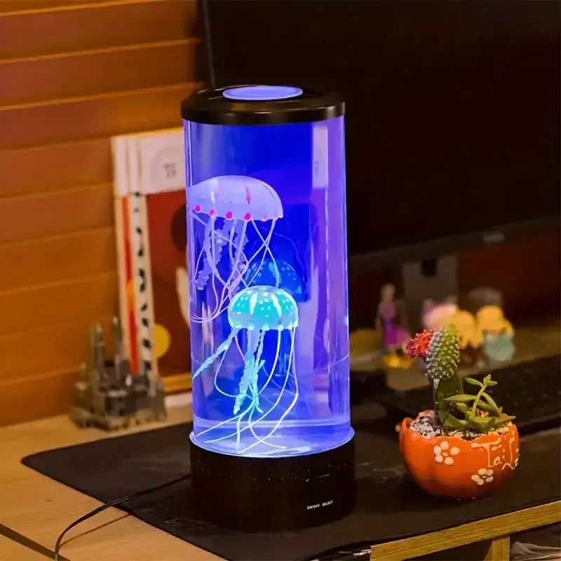 NEW product usb electric lava lamp 8-color changing glowing jelly fish synthesis of mini jellyfish