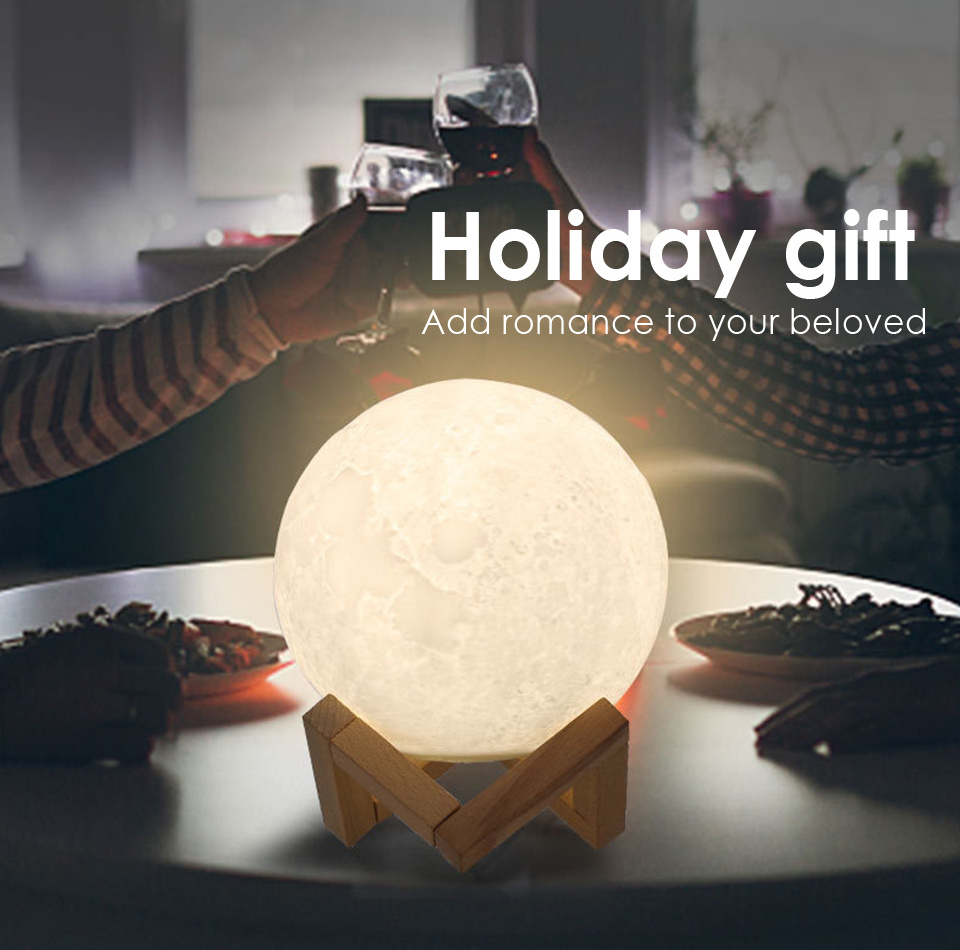 wholesale products Rechargeable lights round indoor decorative modern moon lamp led night light battery