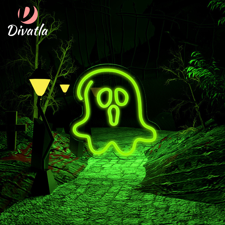 DIVATLA Halloween Pumpkin Skull Decoration Party Decor Strip Flex Acrylic Event LED Custom Neon Sign Light