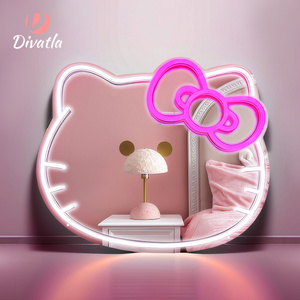 New Design Mirror With Led Light For Girls' Room Decorative Lignts Hello Kitty Vanity Mirror Neon Mirror Custom