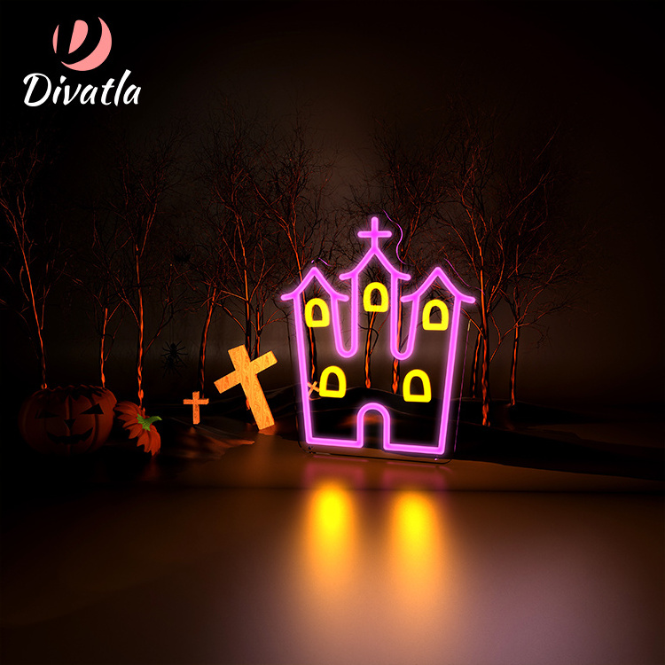 DIVATLA Halloween Pumpkin Skull Decoration Party Decor Strip Flex Acrylic Event LED Custom Neon Sign Light