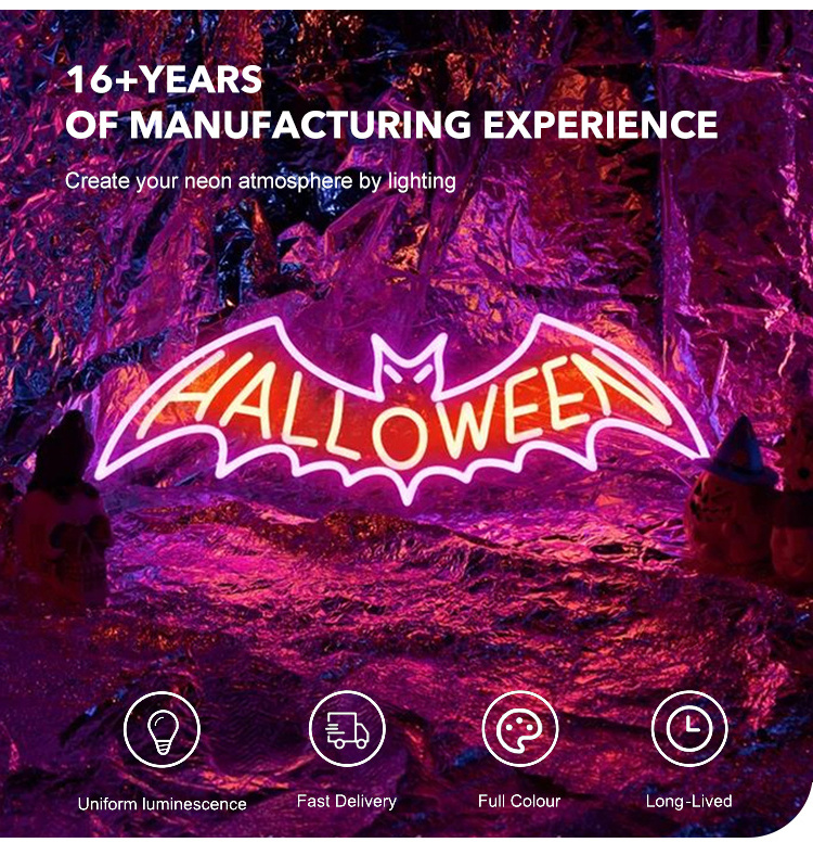 DIVATLA Halloween Pumpkin Skull Decoration Party Decor Strip Flex Acrylic Event LED Custom Neon Sign Light