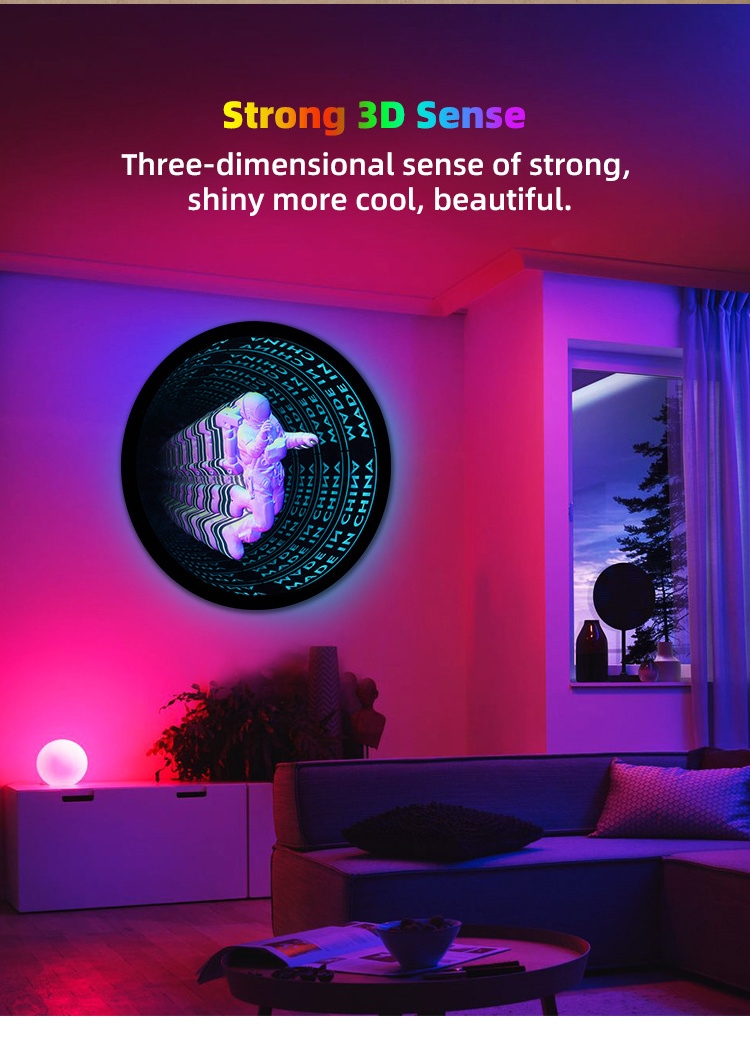 Neon Light 3D Round Led Infinity Mirror Indoor Wall Decor  Neon Mirror Custom