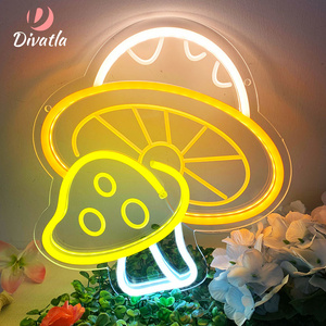 DIVATLA Custom LED Mushroom Neon Sign, USB Powered Neon Signs for Wall Decor, Home, Cute Neon Lights for Bedroom Living Room