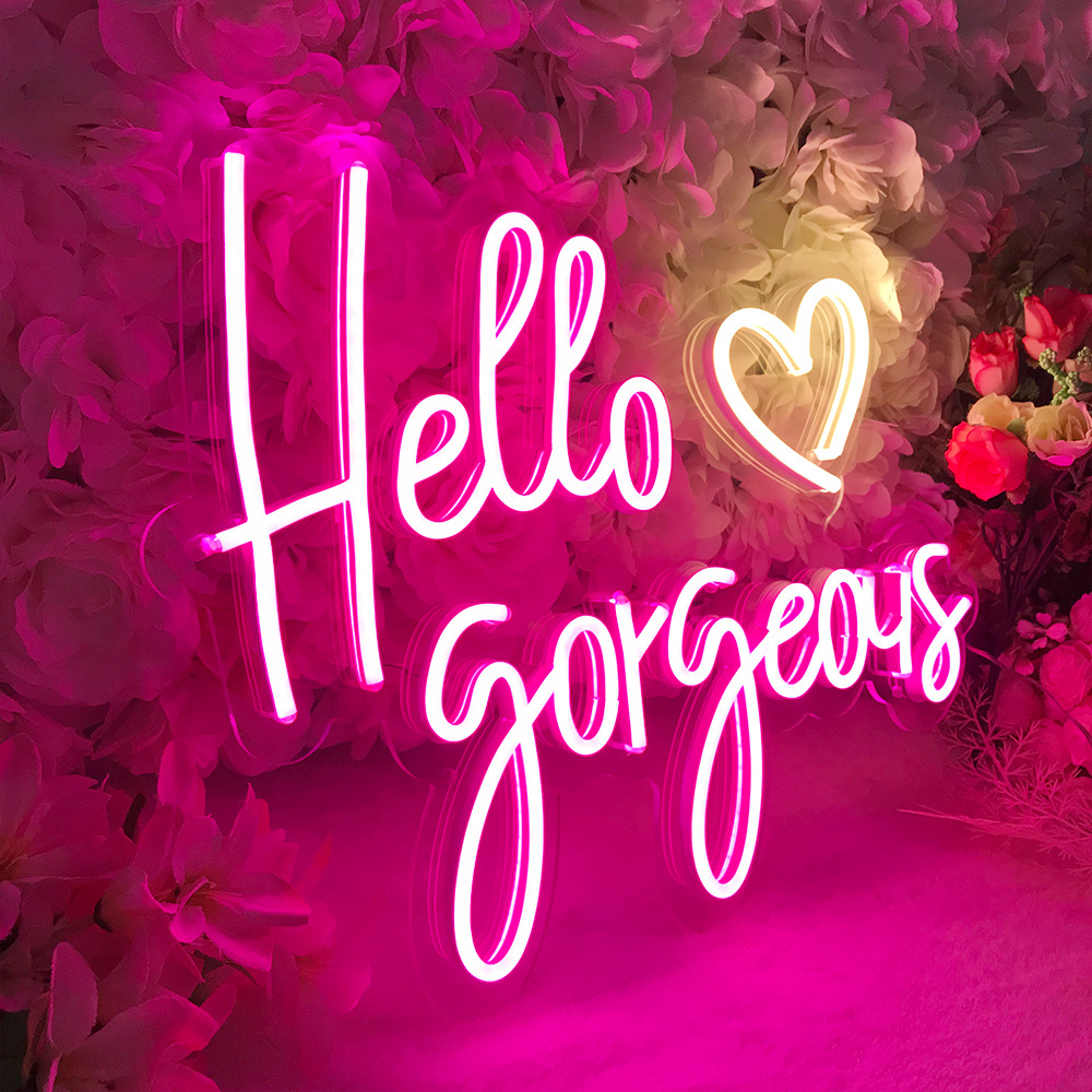 Wholesale Hot Sale Fast delivery Neon Signs For Wall Decor Personalized LED Logo Custom Hello Gorgeous Neon Sign