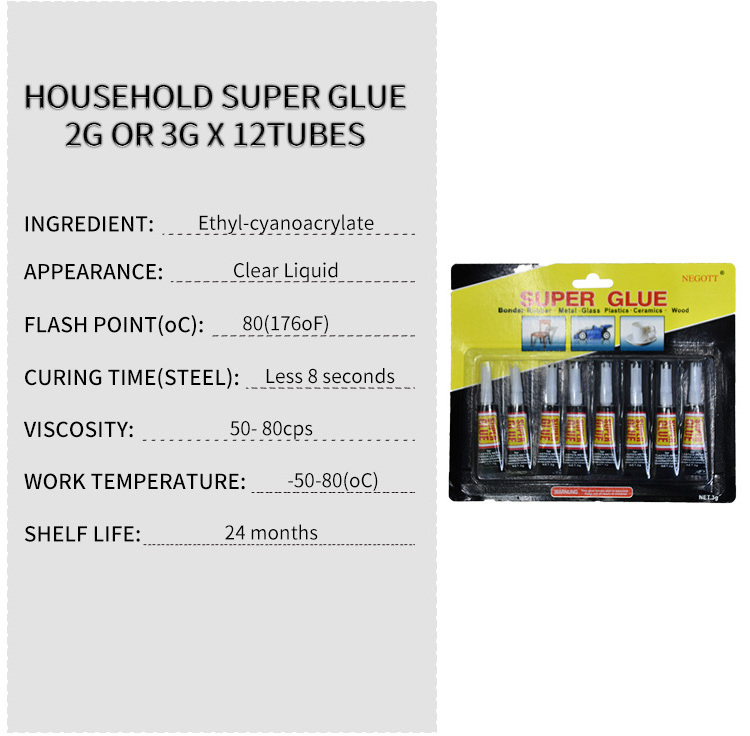 8/12pcs Per Card Cyanoacrylate Glue Super Adhesive Instant Glue