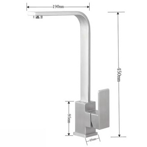 304 stainless steel square sink faucet with watermark faucet drawing process kitchen rotating nozzle