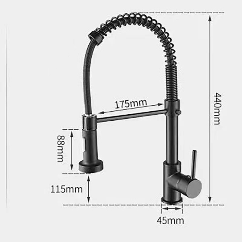 Modern luxury single lever pull out water tap down double outlet European sink kitchen Mixer faucet hot and cold faucet