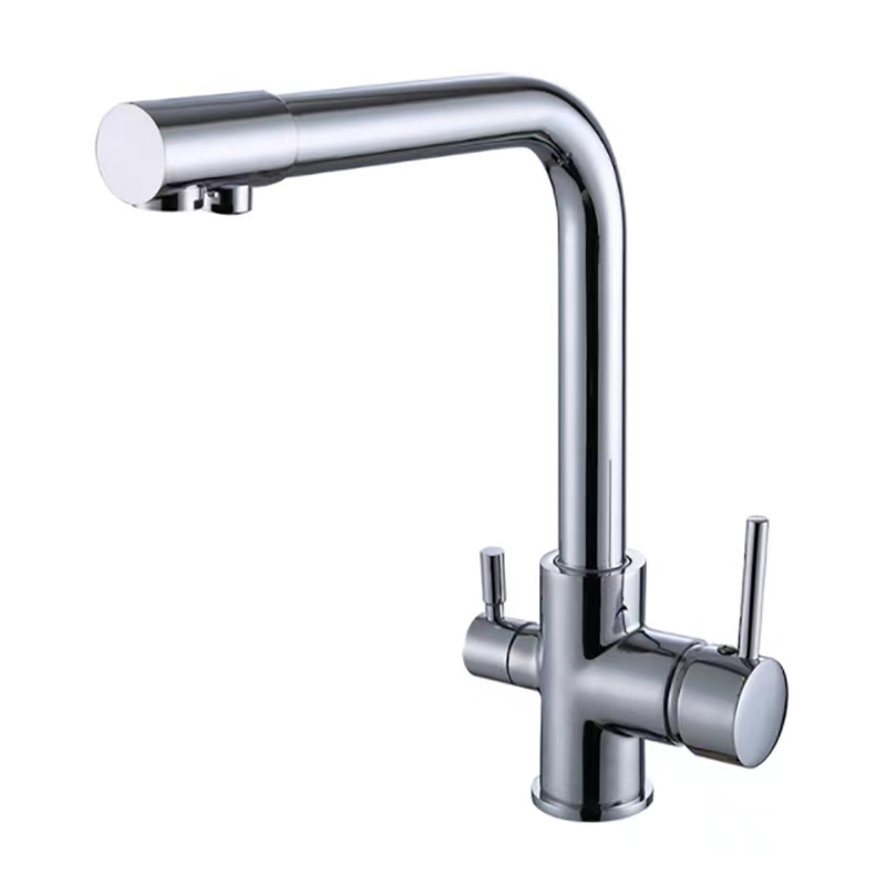 Morden Dual Handle 3 way Sink Drinking Water Filter Tap Brushed Hot Cold Water Purifier Kitchen Tap