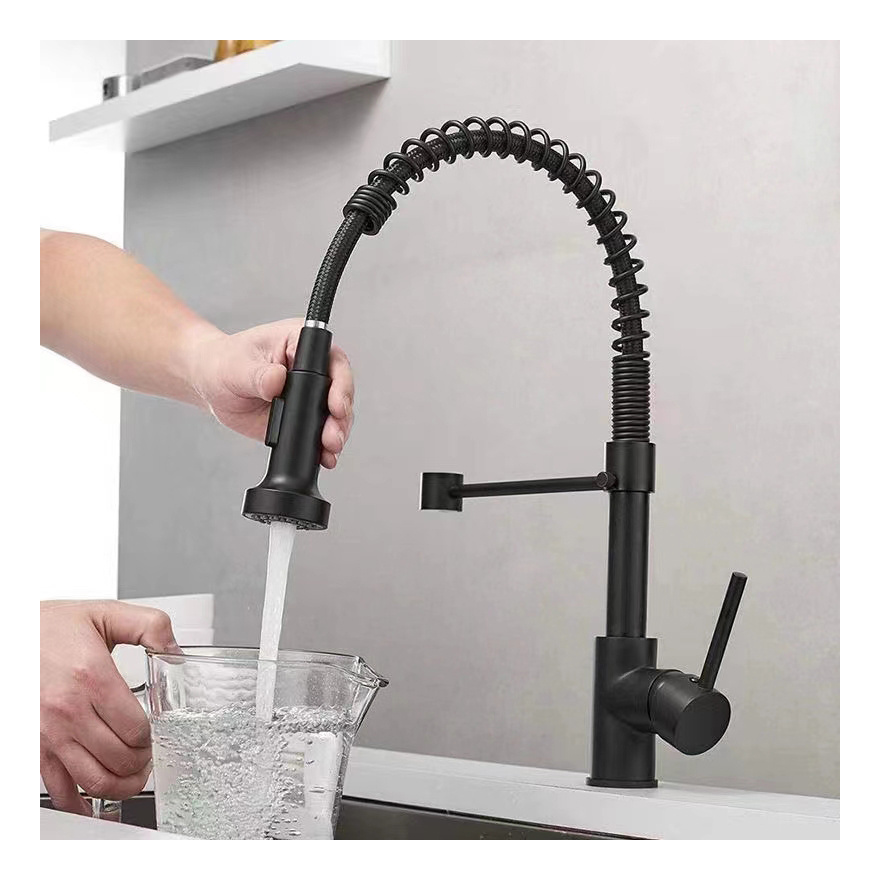 Modern luxury single lever pull out water tap down double outlet European sink kitchen Mixer faucet hot and cold faucet