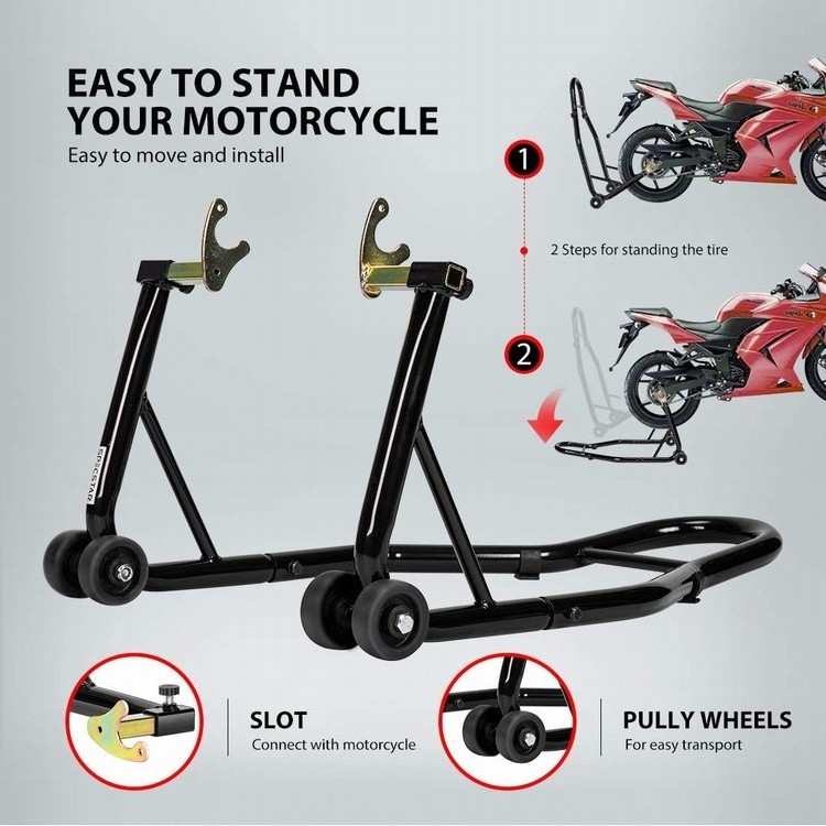 Heavy duty motorcycle rear wheel lift universal sport bike swingarm spool paddock stand combo