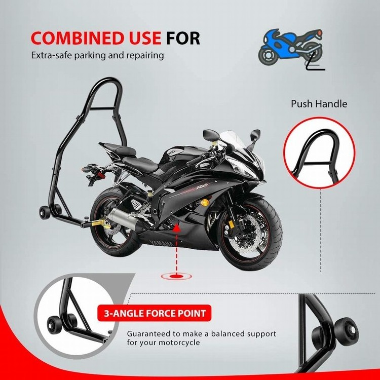 Heavy duty motorcycle rear wheel lift universal sport bike swingarm spool paddock stand combo