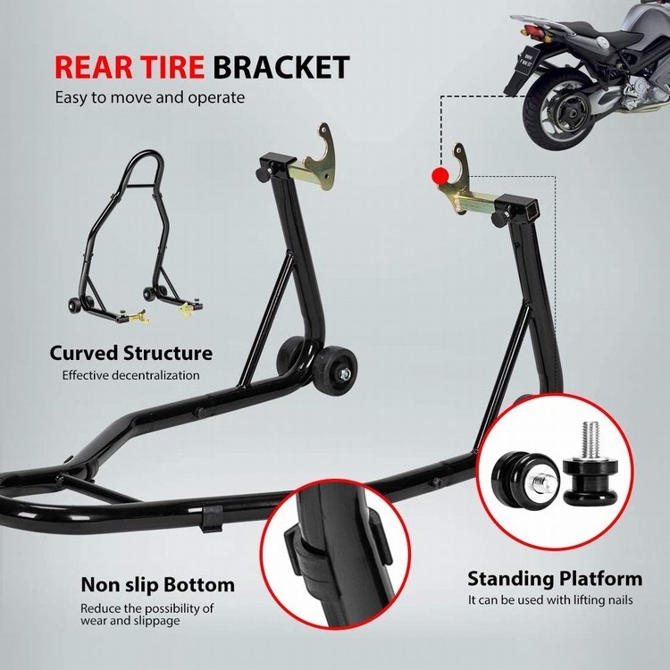 Heavy duty motorcycle rear wheel lift universal sport bike swingarm spool paddock stand combo