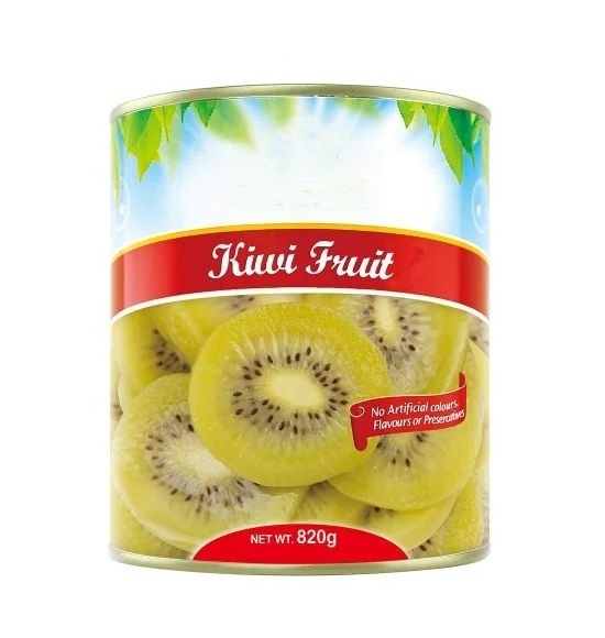 Fresh Taste Natural Product oem brand heavy syrup fruit Canned Kiwi fruit slices 820g tin