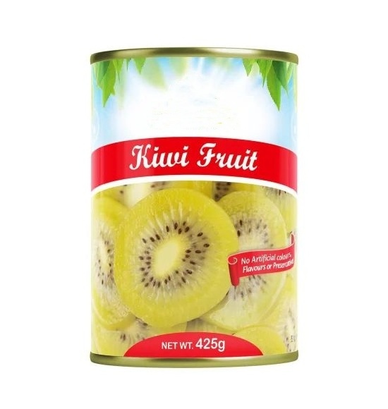 Fresh Taste Natural Product oem brand heavy syrup fruit Canned Kiwi fruit slices 425g tin