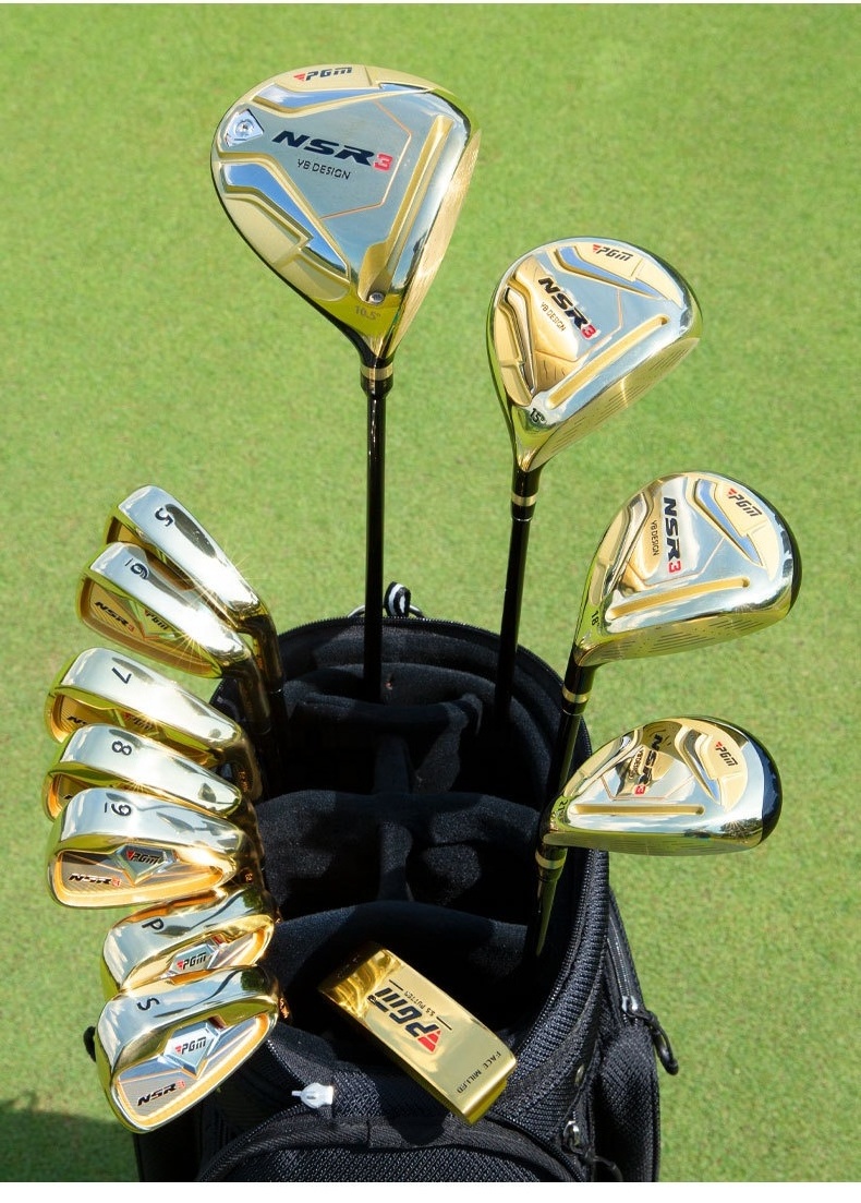 Pgm Titanium Alloy Gold Drivers Beginner Carbon Steel Golf Clubs Complete Set Men Golf Clubs