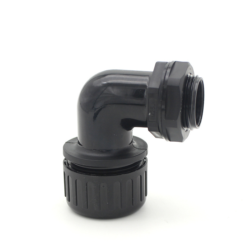 PG29 Plastic NPT1/2 Pipe Flexible Hose Connector M16 PVC Waterproof 90 Degree Nylon Conduits Fittings for Outdoor Box Factory