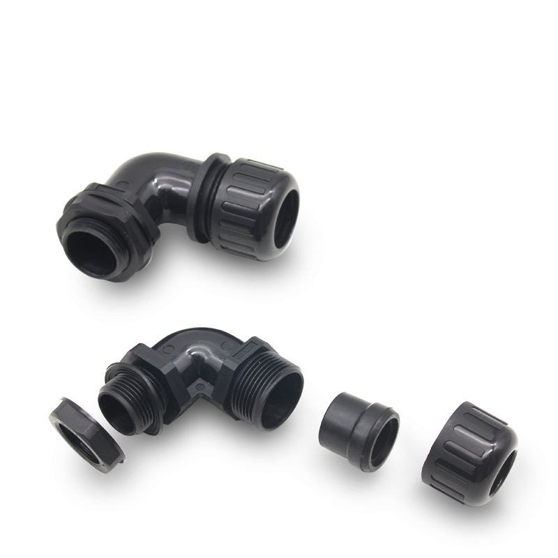 M32 Liquid Tight NPT 1'' Elbow PVC Plastic PG16 Pipe Flexible Hose Connector 90 Degree Nylon Conduits Fittings for Outdoor Box