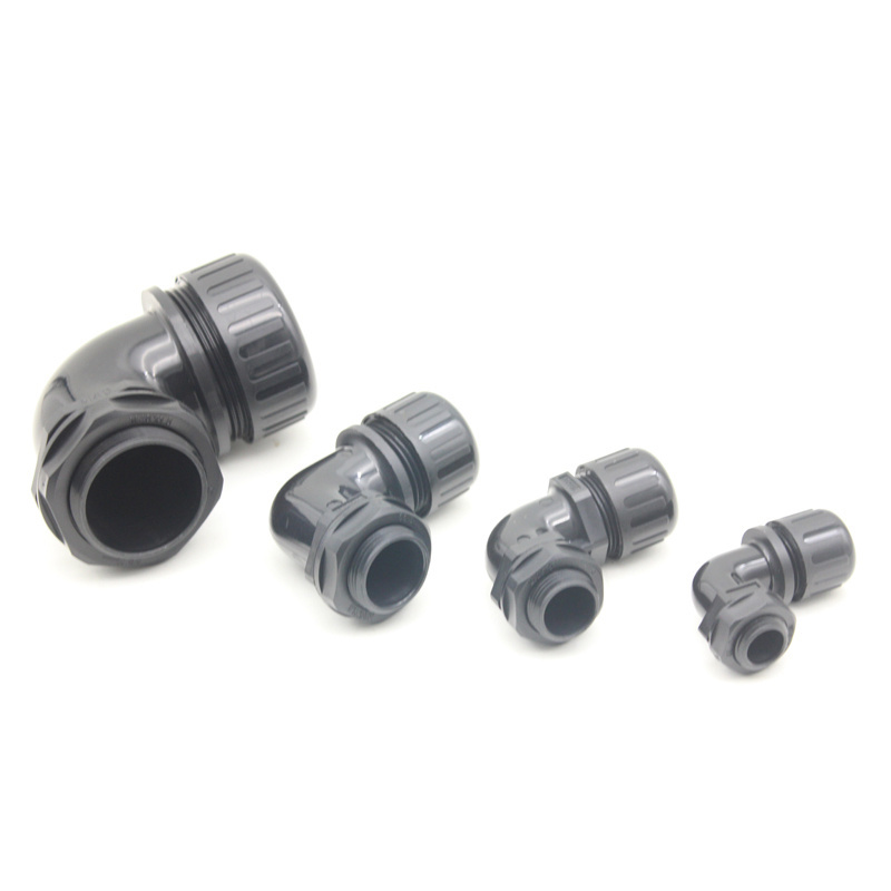 PG9 Nylon Elbow Liquid Tight NPT 3/4'' 90 Degree L type Metric M25 Plastic Conduits & Fittings For Outdoor Enclosure Manufacture