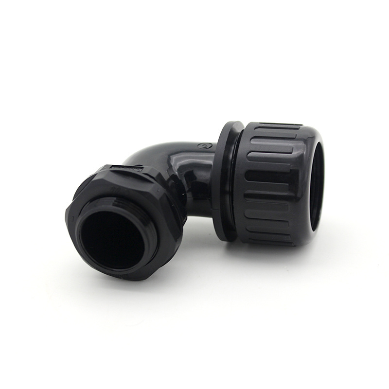 Factory Price 90 Degree Plastic Liquid Tight Elbow Waterproof IP68 Nylon Metric Flexible Conduit Fittings for Outdoor Enclosure