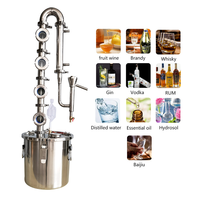 6L12L20L33L50L70L98L Wine degree viewer Household Alcohol distiller rum Whiskey Distiller 4 layer copper core distillation tower