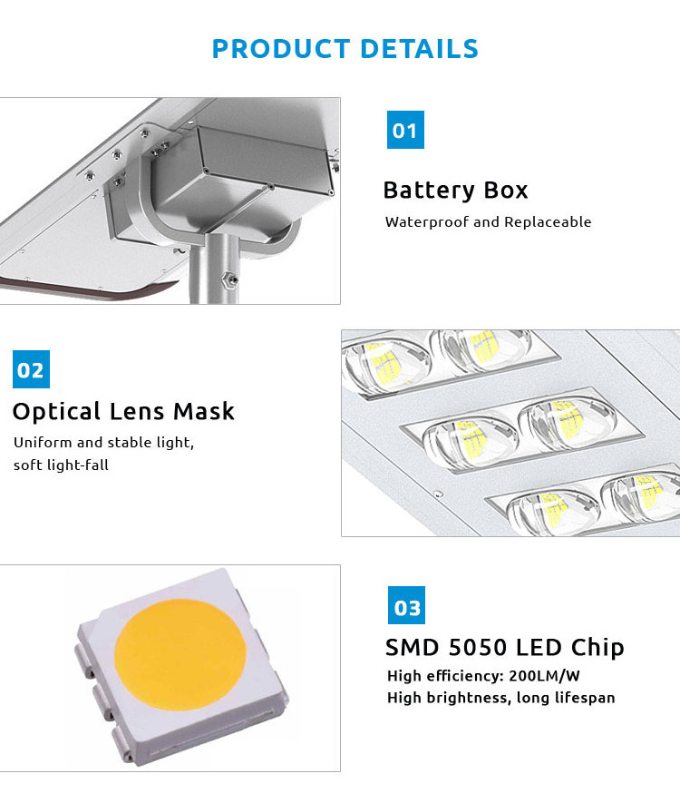 Outdoor lighting IP65 Waterproof 15000lm High Lumens All In One Solar Street Lights 120W for road Lighting