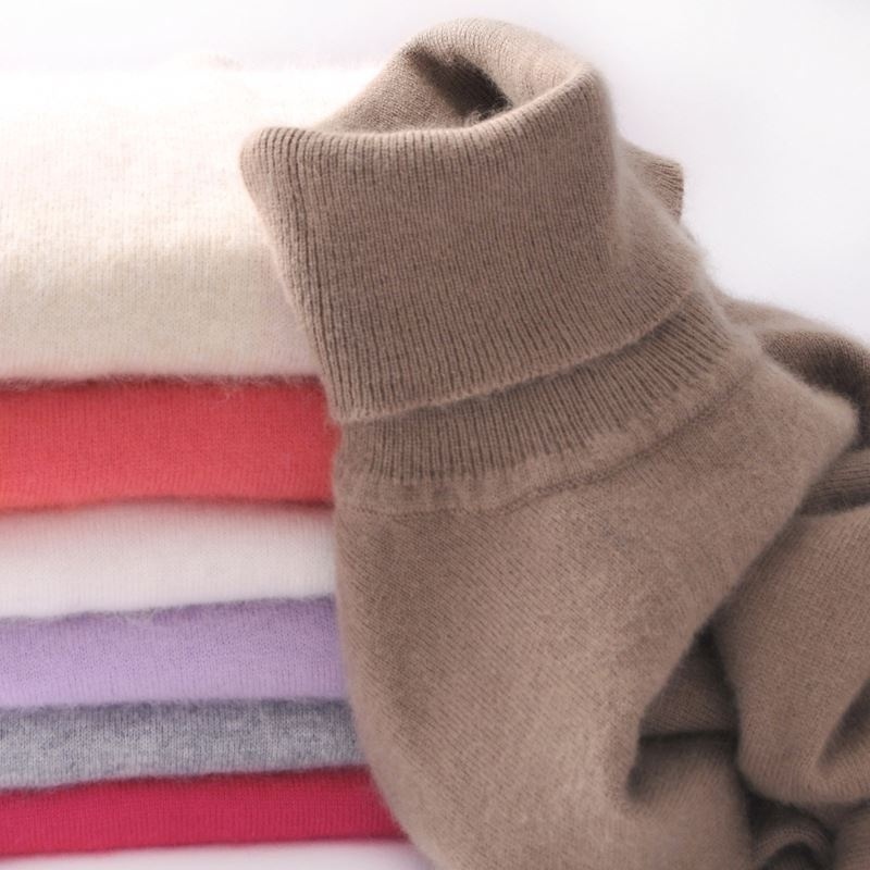 LR Factory Readymade Women Turtleneck Sweater Jumper Solid Color Wool Knitted Sweaters Winter Ladies Warm Pullover