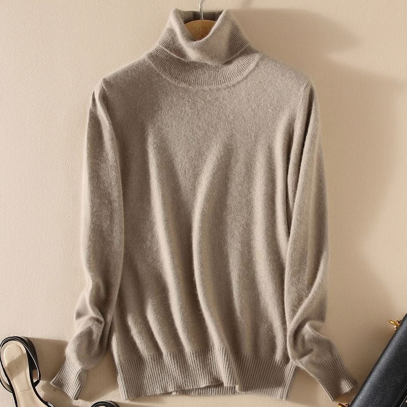 LR Factory Readymade Women Turtleneck Sweater Jumper Solid Color Wool Knitted Sweaters Winter Ladies Warm Pullover