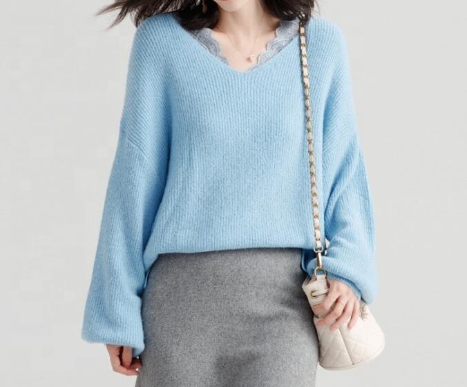 Ladies Chenille Angora Mohair Sweater