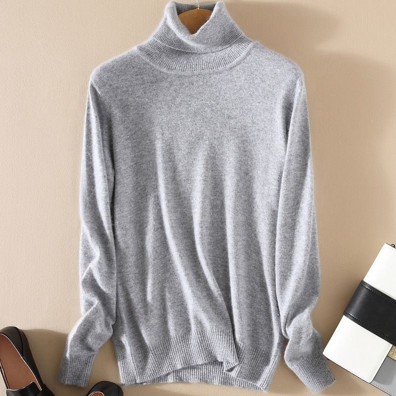 LR Factory Readymade Women Turtleneck Sweater Jumper Solid Color Wool Knitted Sweaters Winter Ladies Warm Pullover