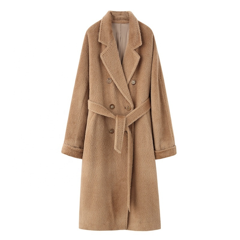 High-end famous brand light luxury Su Li cashmere coat Women's Mid-length thickened winter alpaca wool woolen coat one piece